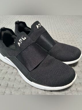 APL Black Knit Slip-On Sneakers with White Sole - Women’s 11